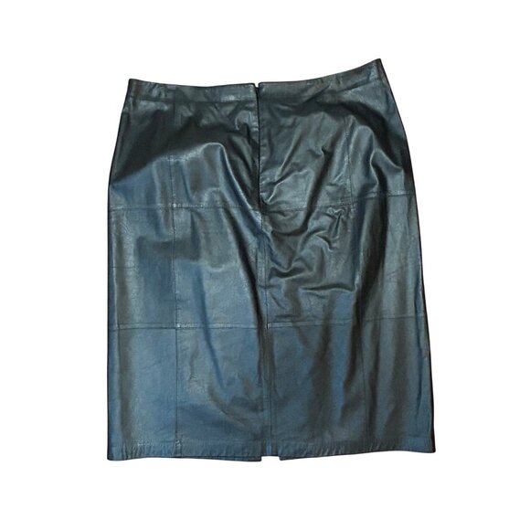 White House Black Market Black Genuine Leather Pencil Skirt Size 16 - Picture 3 of 5
